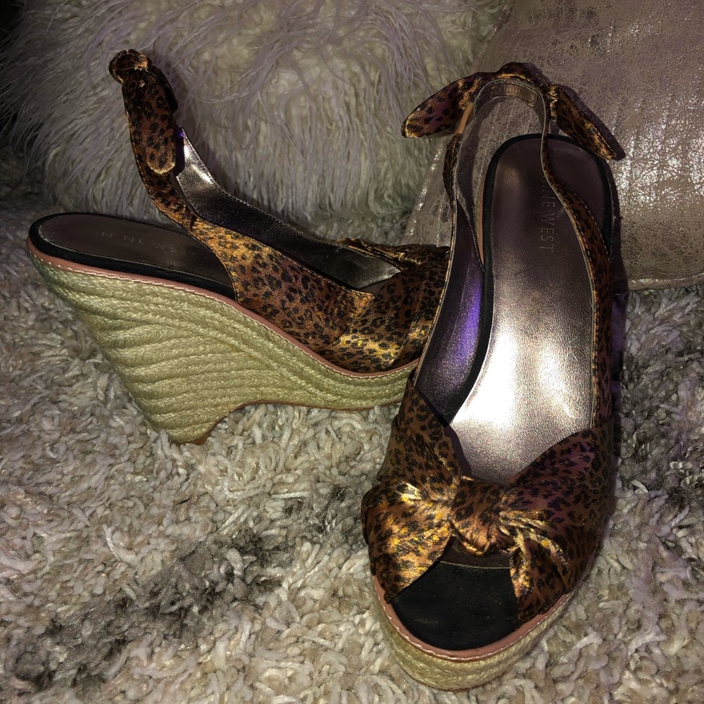 Nine West leopard wedges